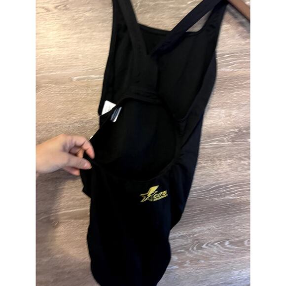 Speedo Endurance Swimsuit Black Size 10/36 Competition NEW one piece opened back - Picture 6 of 8